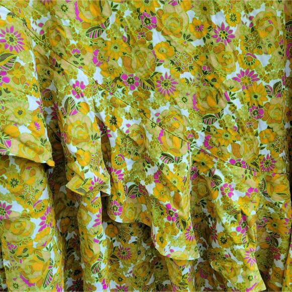 Ted Baker Odissa Skirt Floral Asymmetric Tiered Ruffle Midi Orange Multi US 10 - Picture 7 of 9